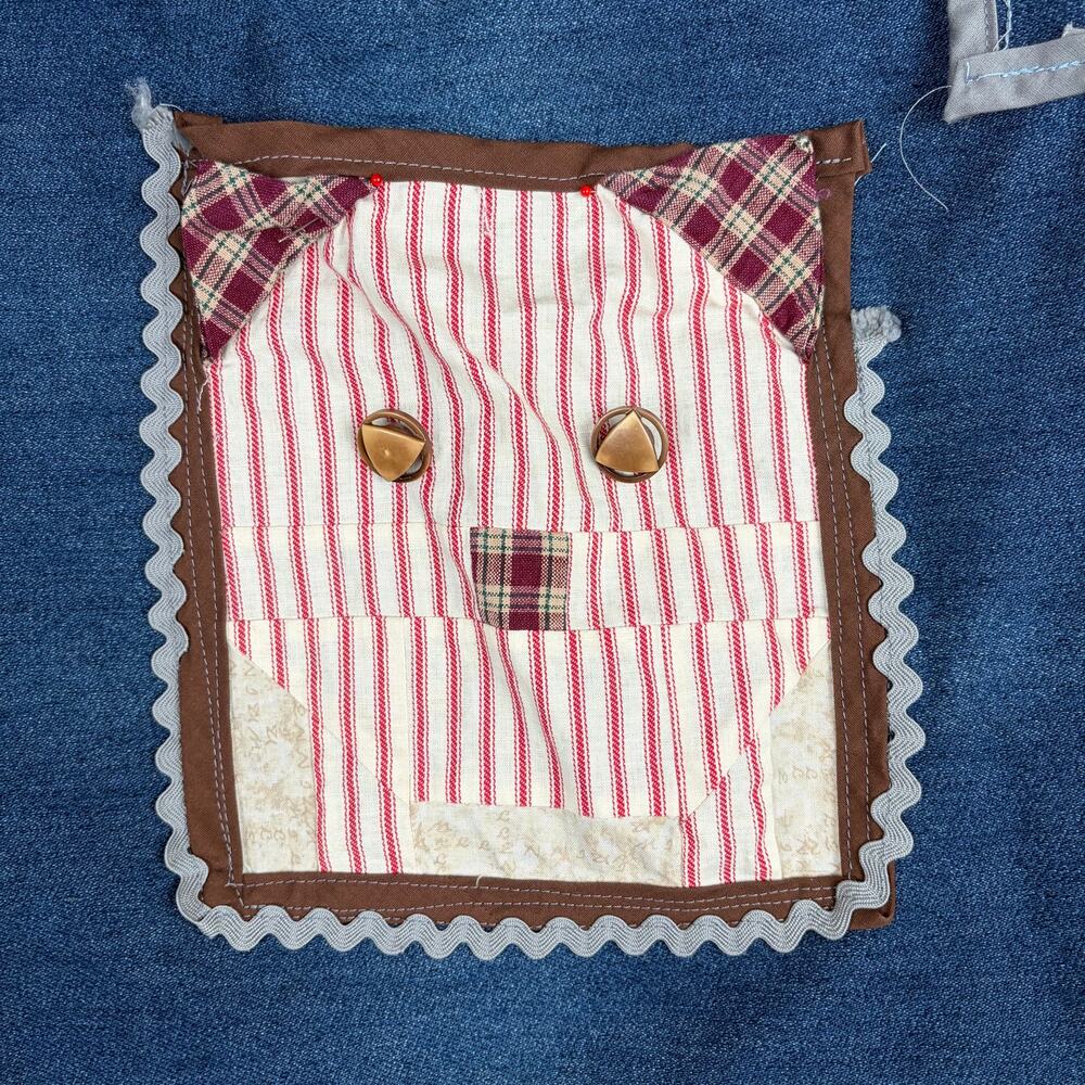 2000s Handmade Patchwork Denim Tote Bag Cottagecore Autumn Whimsy Thanksgiving - Picture 7 of 13